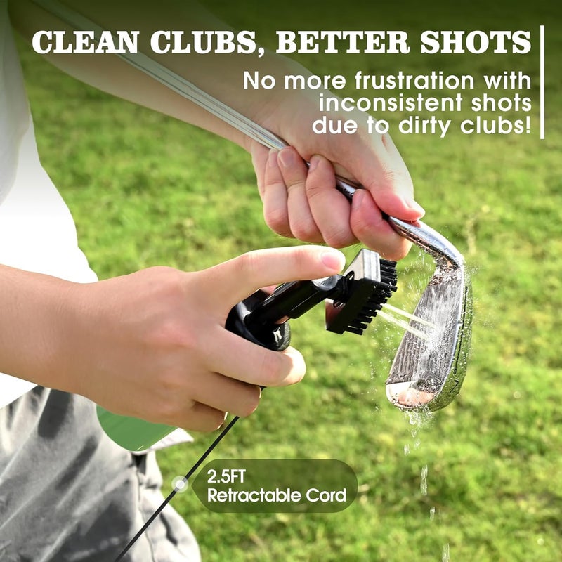 Wynaura Pro Golf Club Cleaner Brush with Golf Groove Sharpener Tool Suitable for U & V-Grooves 8 Inches Golf Water Brush with Retractable Clip Hold 5oz of Water Perfect Golf Accessories for Men/Women - Image 2